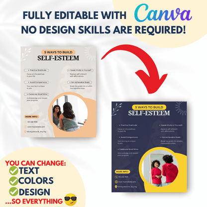 100 Self-Esteem Canva Templates