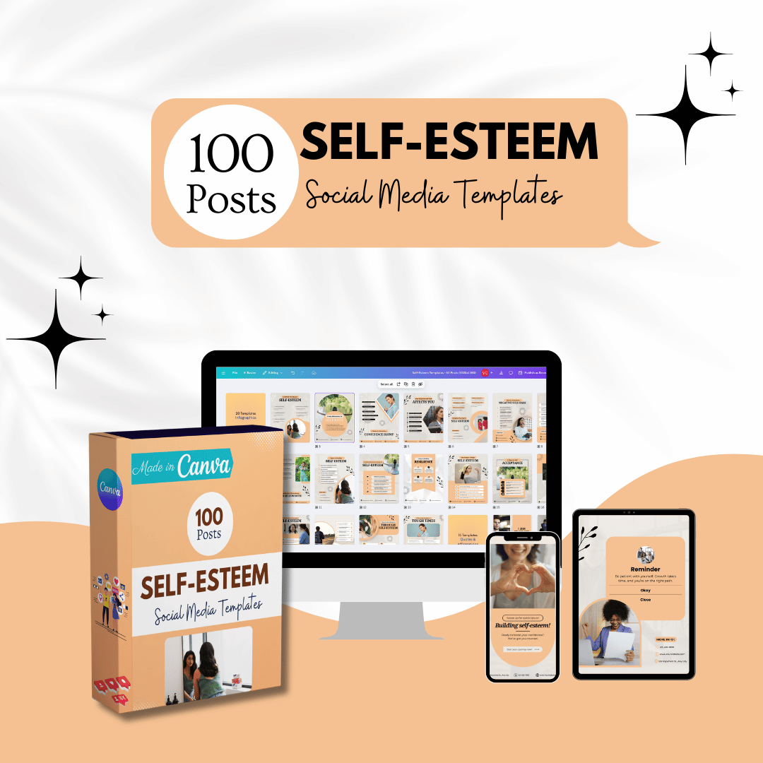 100 Self-Esteem Canva Templates