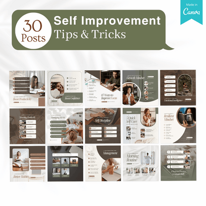 210 Self Improvement Posts - Social Media Templates