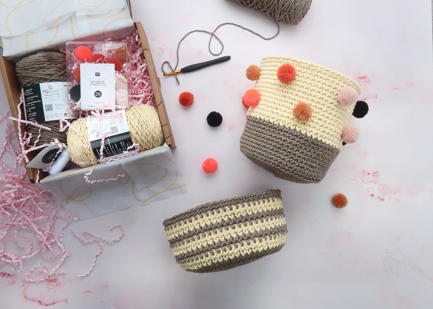 Spots and Stripes Baskets Pattern - The Crochet Coven