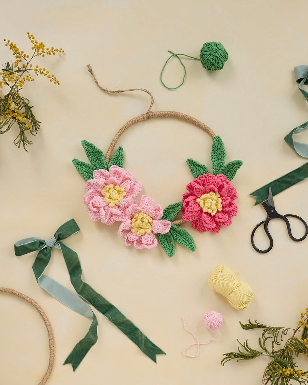 Peony Season Wreath Pattern - The Crochet Coven