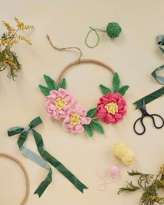 Peony Season Wreath Pattern - The Crochet Coven