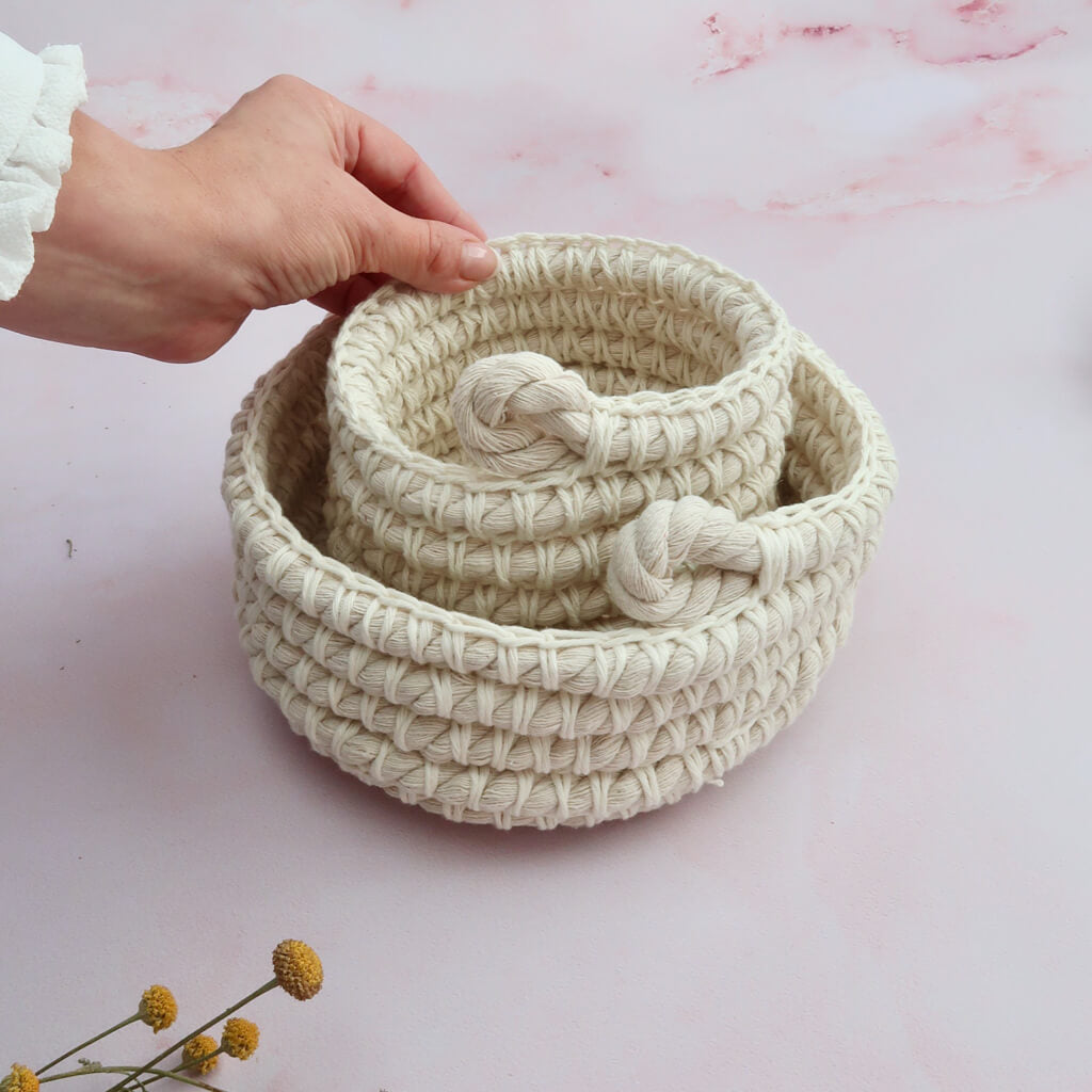 Rope Nesting Baskets Pattern - The Crochet Coven